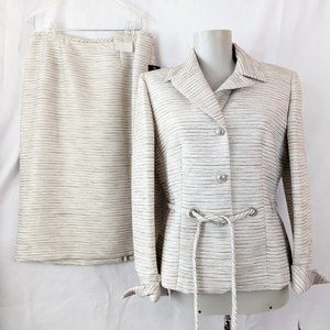 NWT Nipon Boutique Venus Glamour Womens Skirt Suit sz 6 White brown Formal